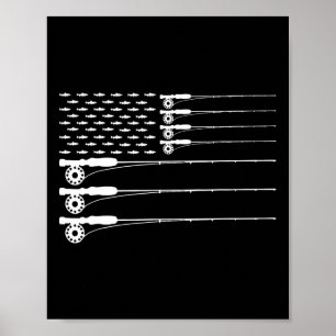 Amerikanischer Flagge Fly Fishing Rod Forelle Patr Poster
