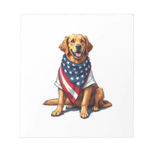 Amerikanischer Flagge Golden Retriever Gravierter  Notizblock
