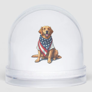 Amerikanischer Flagge Golden Retriever Gravierter  Schneekugeln