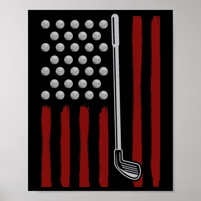 Amerikanischer Flagge Golfer 4. Juli Männer Golf A Poster (Vorne)