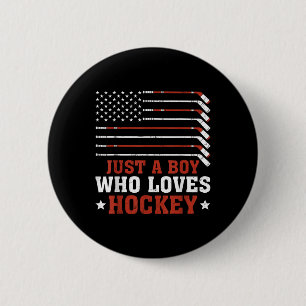 Amerikanischer Flagge Hockey Liebhaber Jungen Kind Button