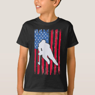 Amerikanischer Flagge Hockey Spieler 4. Juli Männe T-Shirt