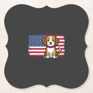 Amerikanischer Flagge Hund Patriotischer Vektor Untersetzer