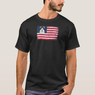 Amerikanischer Flagge Husky Hund Lustig 4. Juli Hu T-Shirt