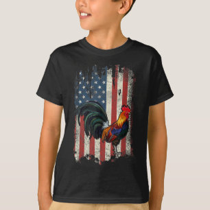 Amerikanischer Flagge Kampfhahn Huhn T-Shirt
