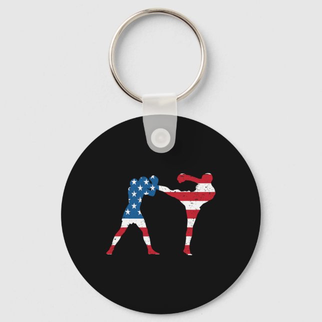 Amerikanischer Flagge Kickboxen  Schlüsselanhänger (Vorderseite)
