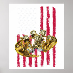 Amerikanischer Flagge Kolben Muskel Auto 4 Poster