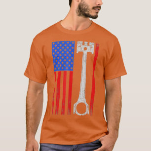 Amerikanischer Flagge Kolben Muskel Auto Patriotis T-Shirt
