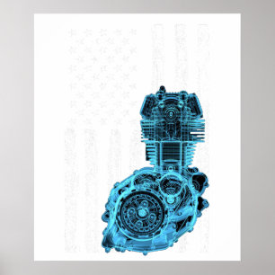 Amerikanischer Flagge Kolben Muskelauto 7 Poster