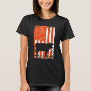 Amerikanischer-Flagge-Kuh-Halloween-Bauernhof-Kost T-Shirt