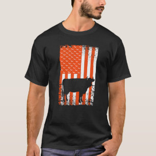 Amerikanischer-Flagge-Kuh-Halloween-Bauernhof-Kost T-Shirt