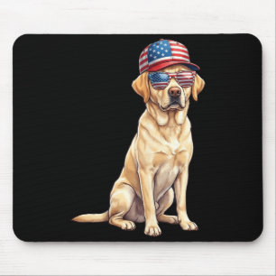 Amerikanischer Flagge Labrador Retriever Hund Gelb Mousepad