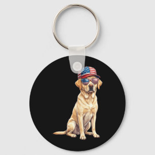Amerikanischer Flagge Labrador Retriever Hund Gelb Schlüsselanhänger