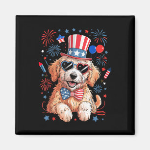 Amerikanischer Flagge Patriotischer Goldendoodle 4 Magnet