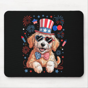 Amerikanischer Flagge Patriotischer Goldendoodle 4 Mousepad