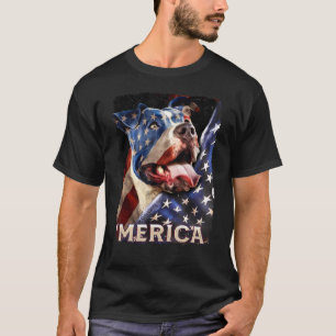 Amerikanischer Flagge Pitbull Patriotischer Hund 4 T-Shirt