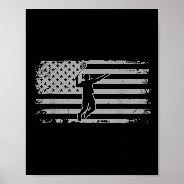 Amerikanischer Flagge Shuttle Badminton  Poster (Vorne)