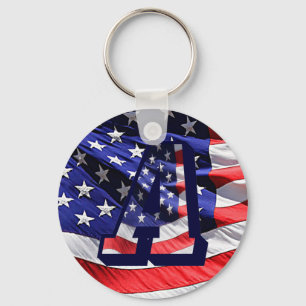 Amerikanischer Flagge und Buchstabe "A" Schlüssela Schlüsselanhänger