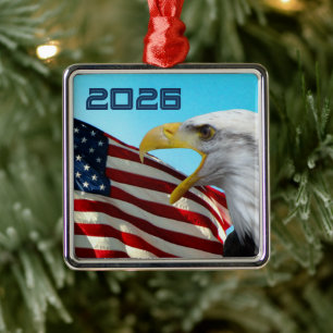 Amerikanischer Flagge und Weißkopfseeadler patriot Ornament Aus Metall