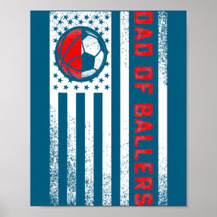 Amerikanischer Flagge Vater von Ballers Basketball Poster