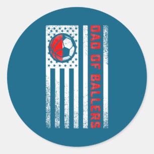 Amerikanischer Flagge Vater Von Ballers Basketball Runder Aufkleber