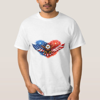 Amerikanischer Flaggen-Adler-Herz-Feuerwerk Patrio T-Shirt