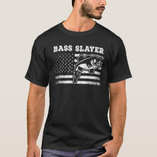 Amerikanischer Flaggen-Barsch-Angeln Patriotischer T-Shirt