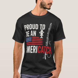 Amerikanischer Flaggen-Barsch-Angler Patriotischer T-Shirt