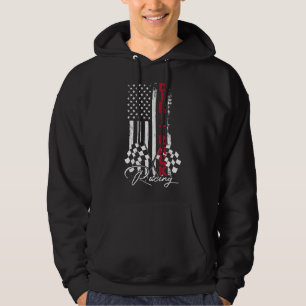 Amerikanischer Flaggen Dirt Track Rennwagen Fahrra Hoodie