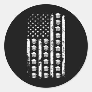 Amerikanischer-Flaggen-Hamburger-USA-Patriotismus- Runder Aufkleber