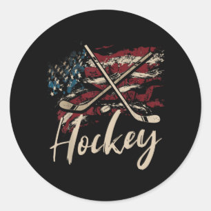 Amerikanischer Flaggen-Hockey 4. Juli Patriotische Runder Aufkleber