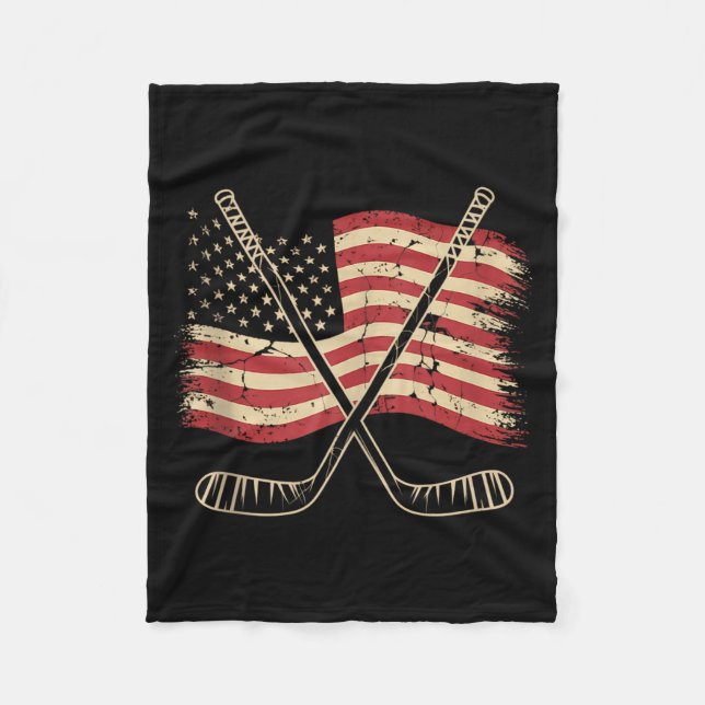 Amerikanischer Flaggen-Hockey Fleecedecke (Vorderseite)