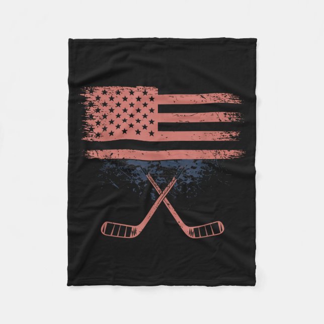 Amerikanischer Flaggen-Hockey Fleecedecke (Vorderseite)