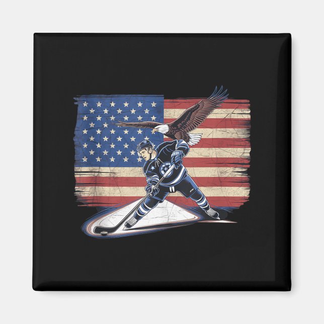 Amerikanischer Flaggen-Hockey Magnet (Vorne)