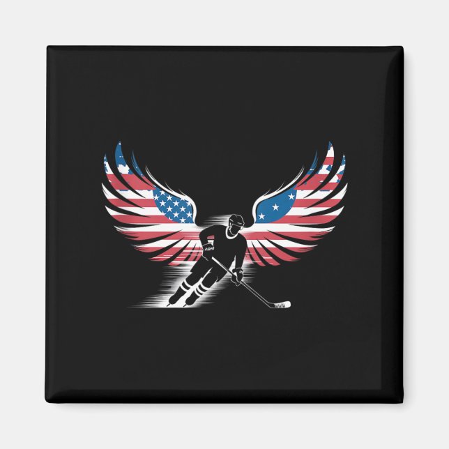 Amerikanischer Flaggen-Hockey Magnet (Vorne)