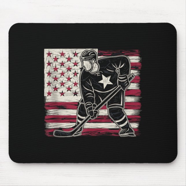 Amerikanischer Flaggen-Hockey Mousepad (Vorne)