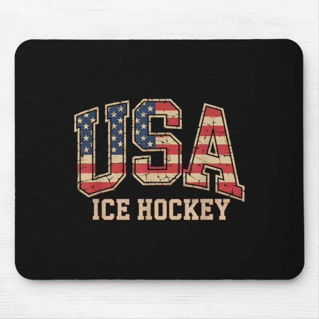 Amerikanischer Flaggen-Hockey Mousepad (Vorne)