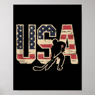 Amerikanischer Flaggen-Hockey Poster
