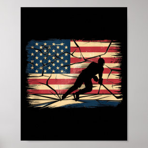 Amerikanischer Flaggen-Hockey Poster