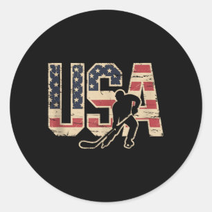 Amerikanischer Flaggen-Hockey Runder Aufkleber