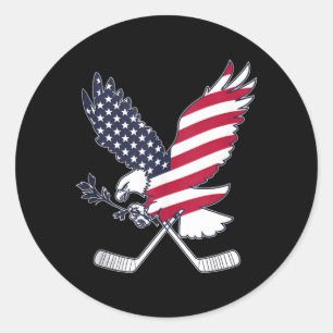 Amerikanischer Flaggen-Hockey Runder Aufkleber