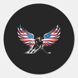 Amerikanischer Flaggen-Hockey Runder Aufkleber