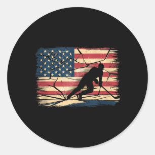 Amerikanischer Flaggen-Hockey Runder Aufkleber