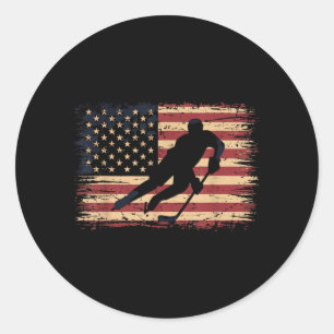 Amerikanischer Flaggen-Hockey Runder Aufkleber
