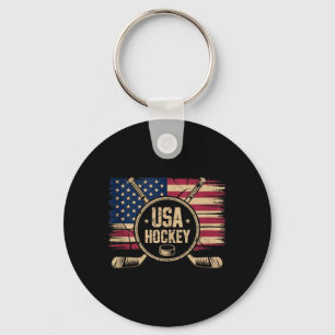 Amerikanischer Flaggen-Hockey Schlüsselanhänger