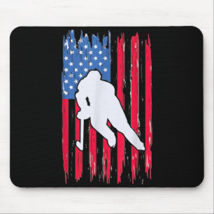 Amerikanischer Flaggen-Hockeyspieler 4. Juli Männe Mousepad
