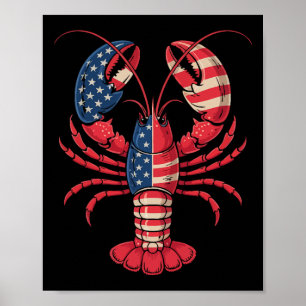 Amerikanischer Flaggen-Hummer Patriotischer Crawfi Poster