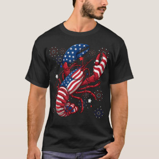 Amerikanischer Flaggen-Hummer Patriotischer Crawfi T-Shirt