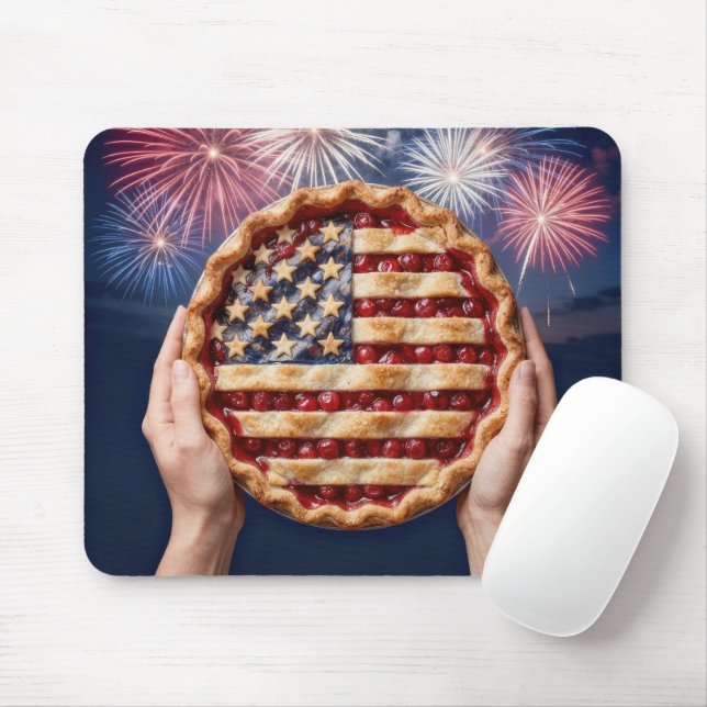 Amerikanischer Flaggen-Kirschkuchen Mousepad (Mit Mouse)