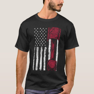 Amerikanischer Flaggen-Kolben-Muscle-Car T-Shirt